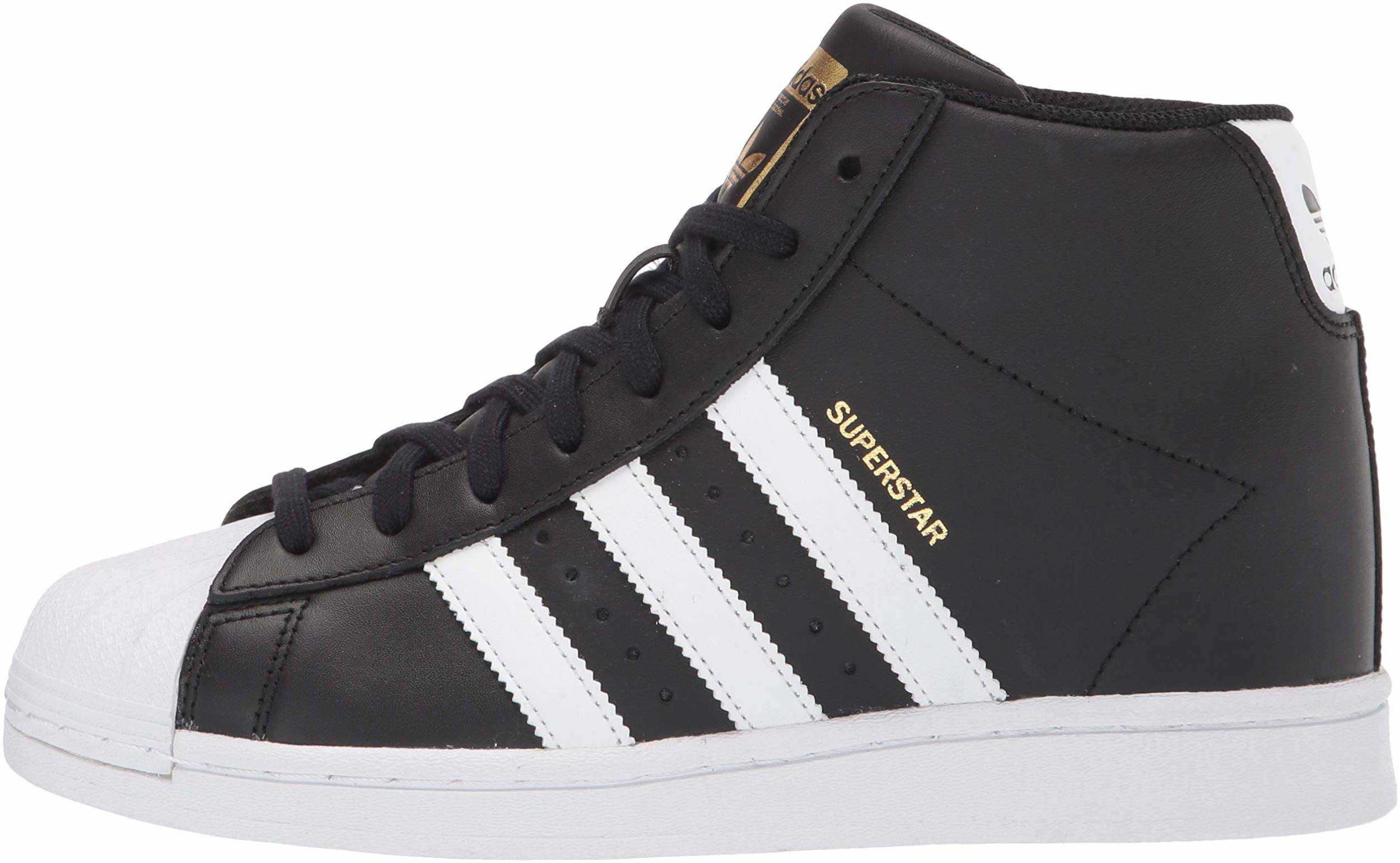 black and white adidas superstar high top