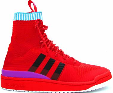 all red adidas high tops