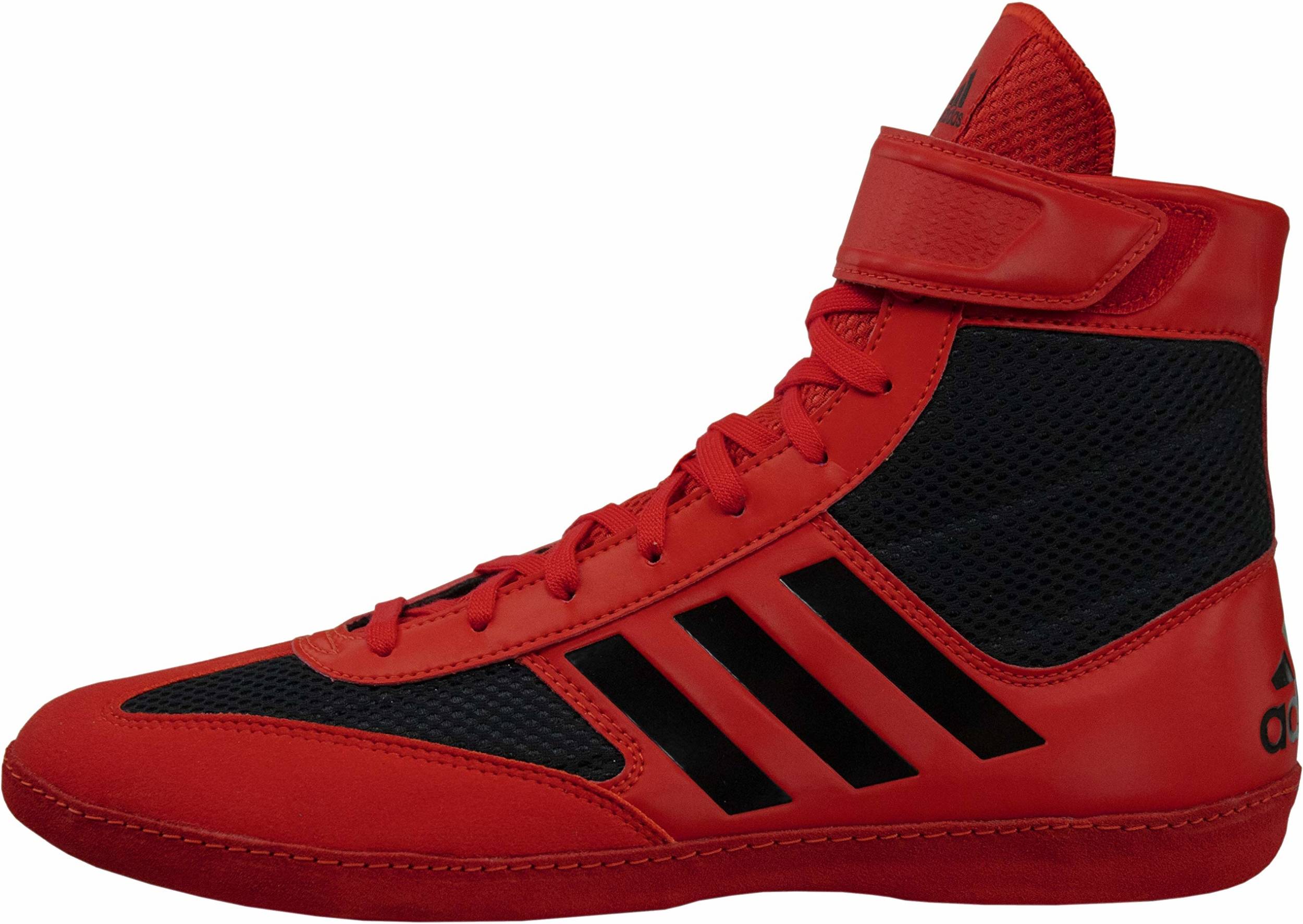 red and white adidas wrestling shoes