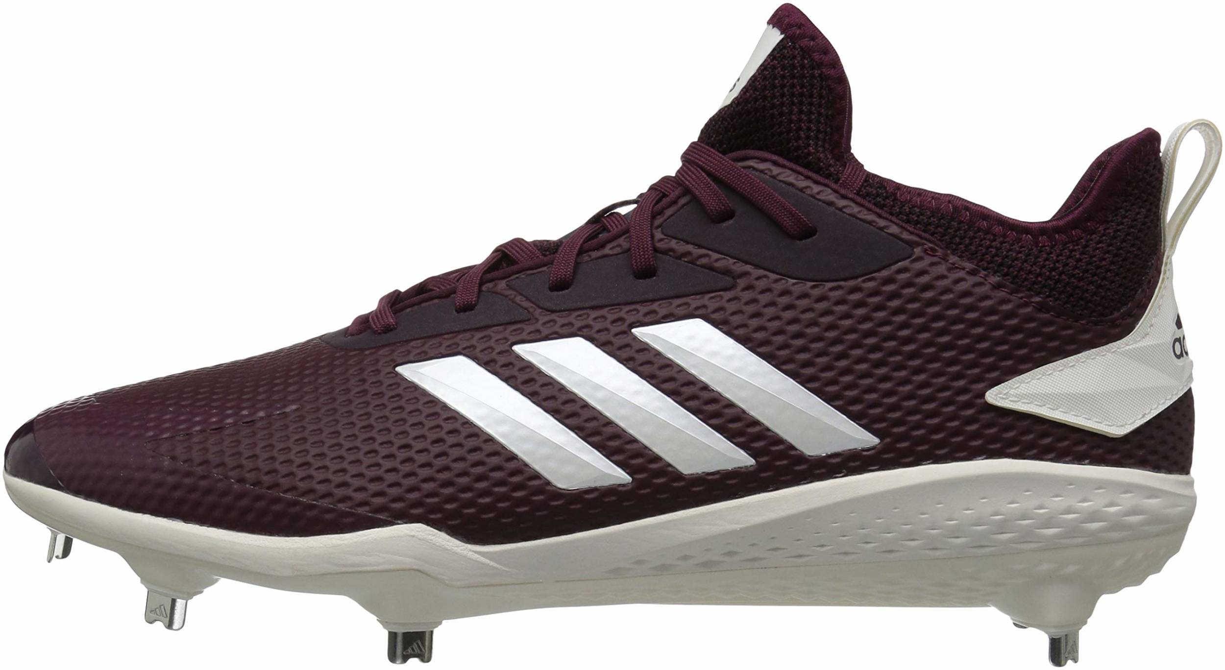 maroon and white baseball cleats