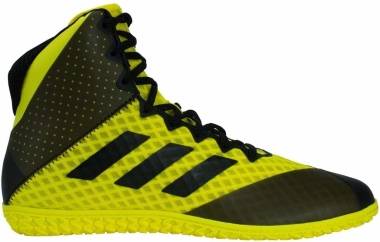 black and yellow wrestling shoes