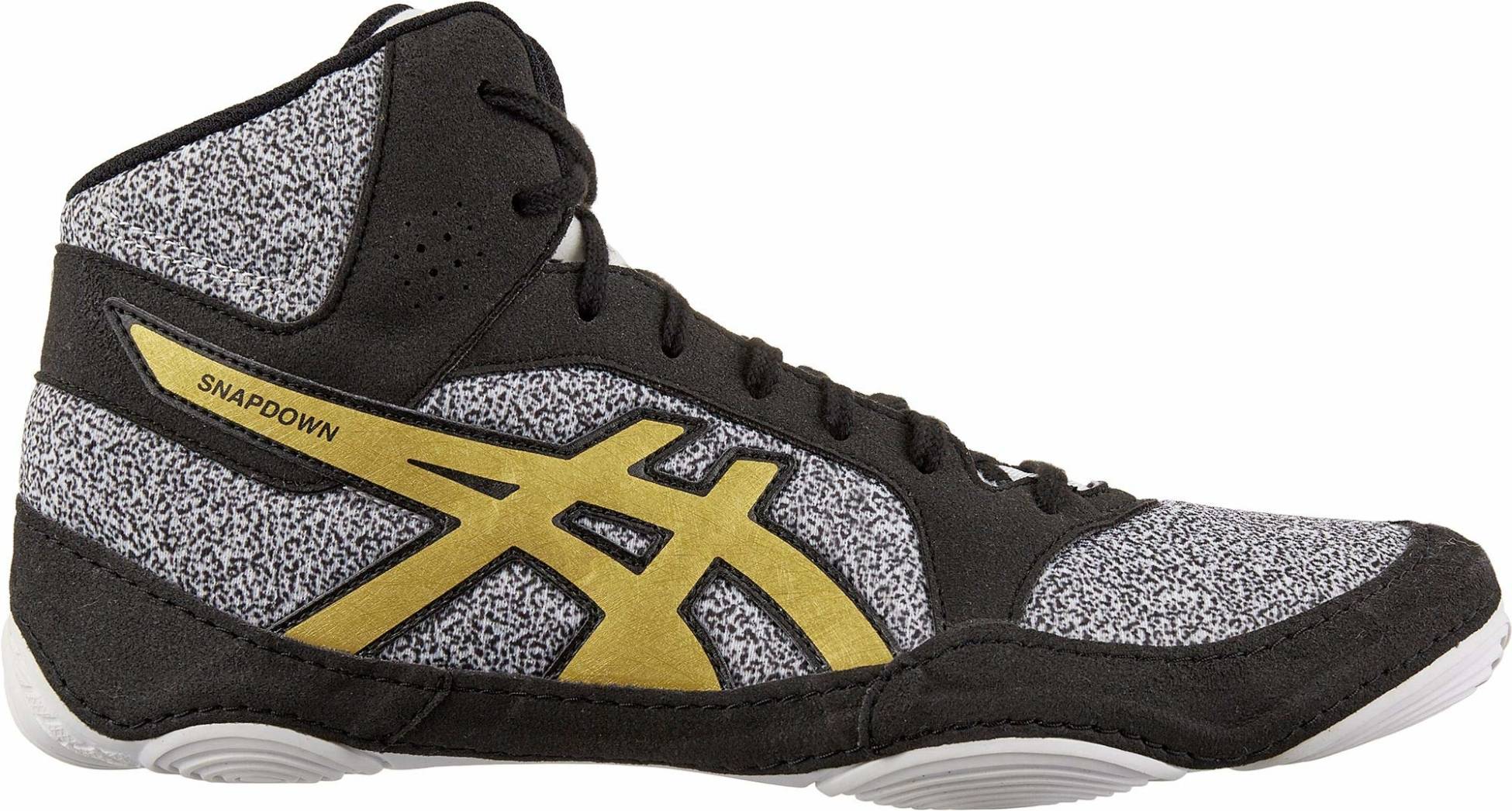 white and gold asics wrestling shoes
