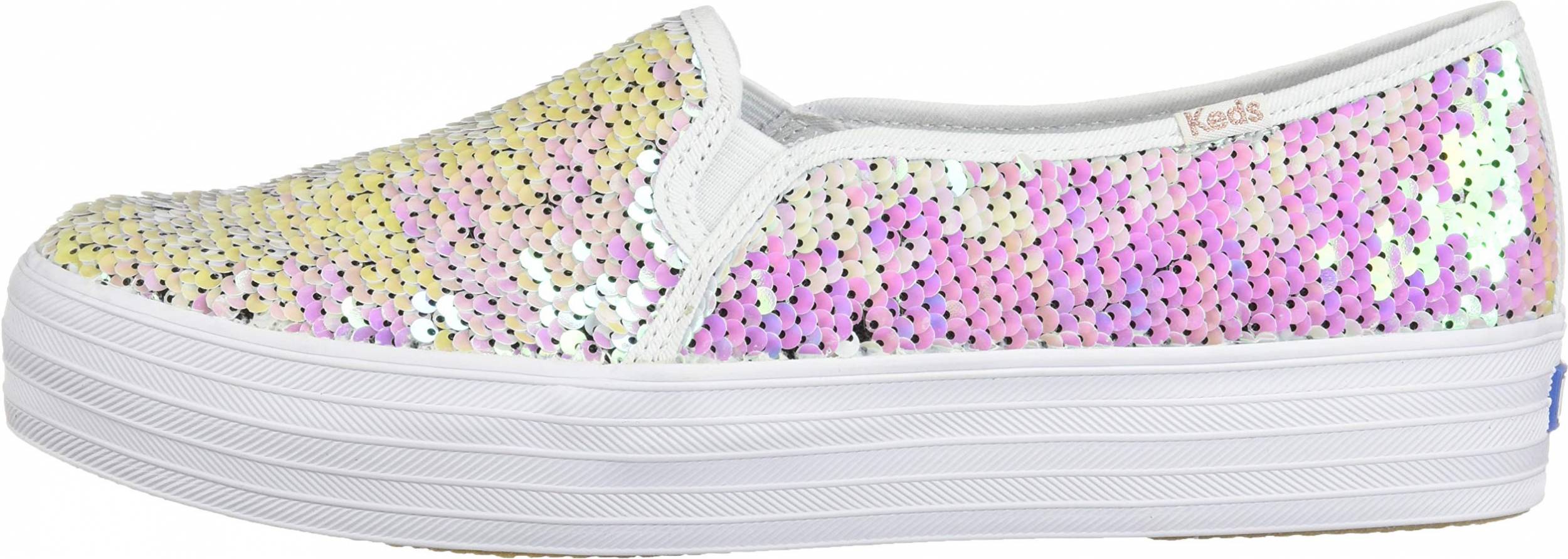white sequin sneakers