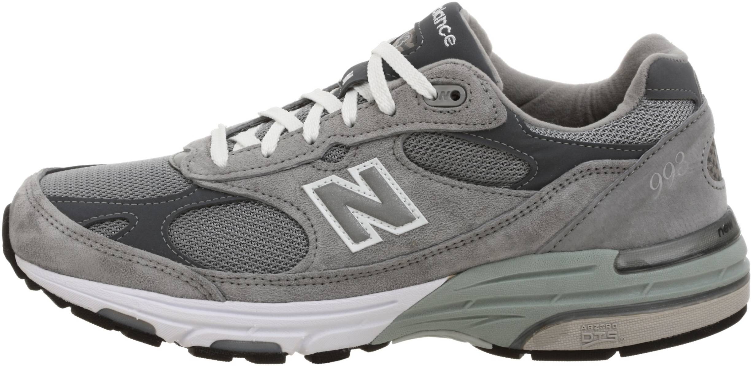 Grey New Balance Leather 993 Sneakers in Grey Womens Shoes 
