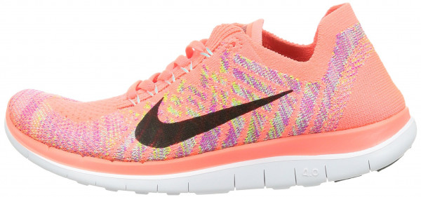 nike running free run flyknit trainers in grey and pink