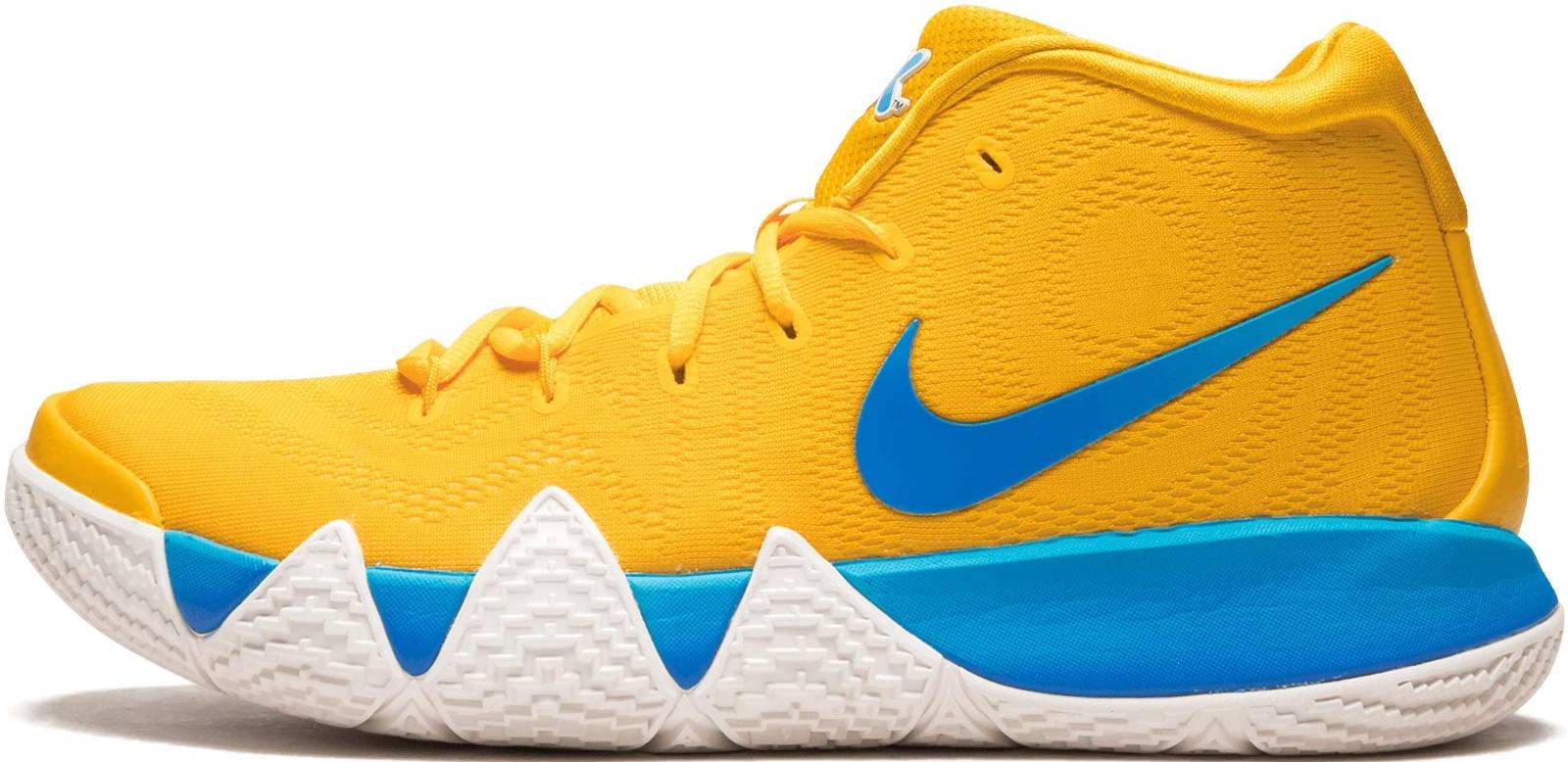 blue and yellow basketball shoes