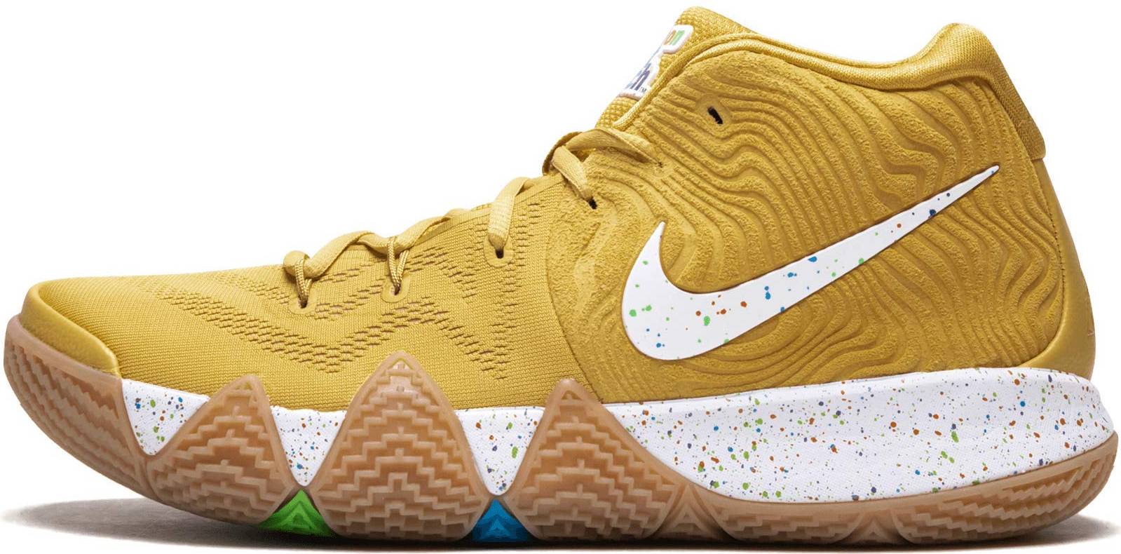 gold and white nike basketball shoes