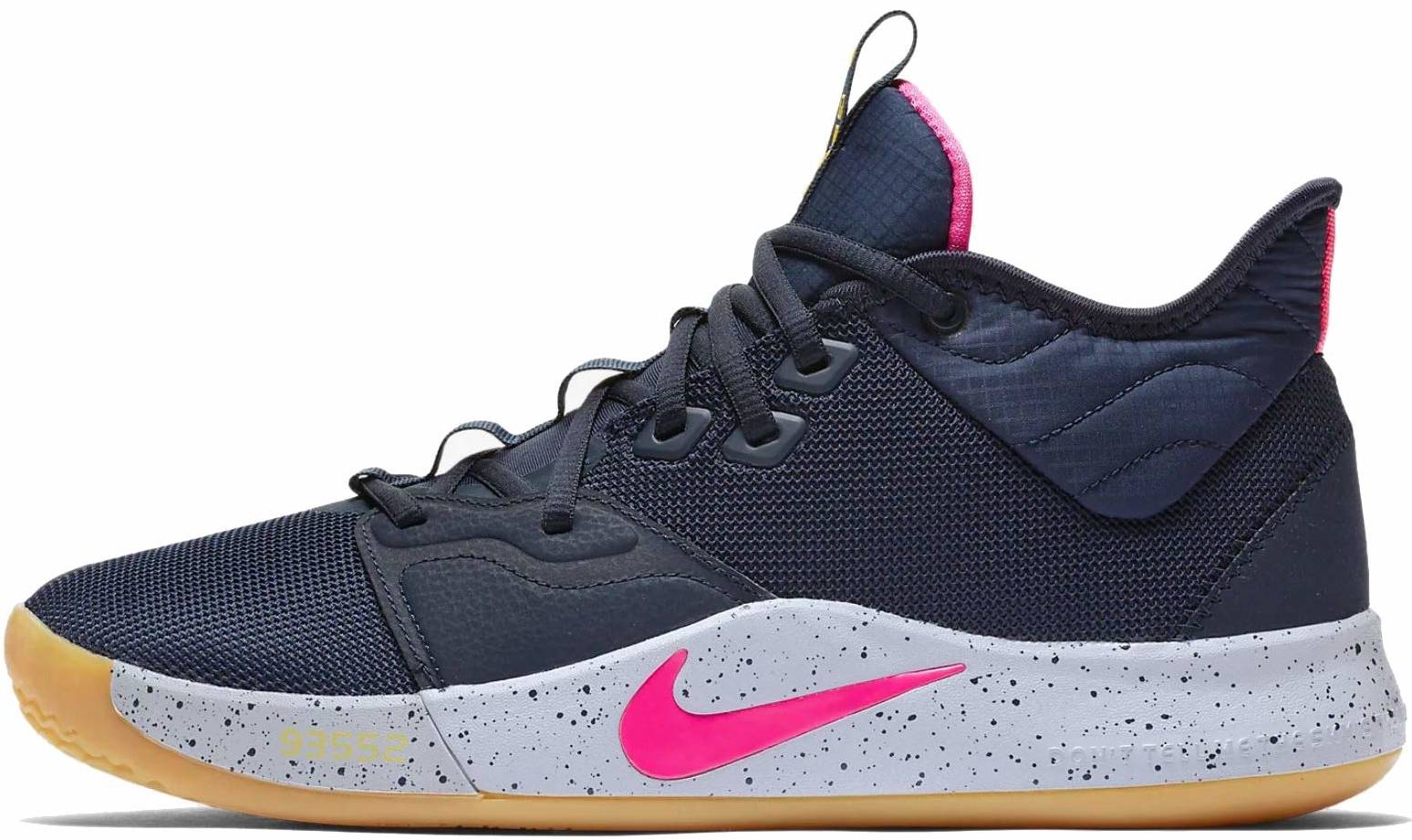 blue and pink basketball shoes