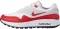 nike suede air force woman in pants shoes - White/Neutral Grey-Sport Red (AQ0863100)