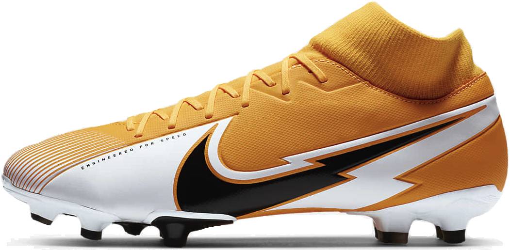 white and orange soccer cleats