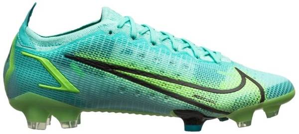 Nike Mercurial Vapor 14 Elite Firm Ground Dynamic Turquoise/Lime Glow Unisex Soccer Cleat Shoes, Size: M 6.5 / W 8