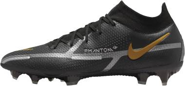 nike phantom gt2 dynamic fit elite fg firm ground football boots black metallic gold metallic silver metallic dark grey 0539 380