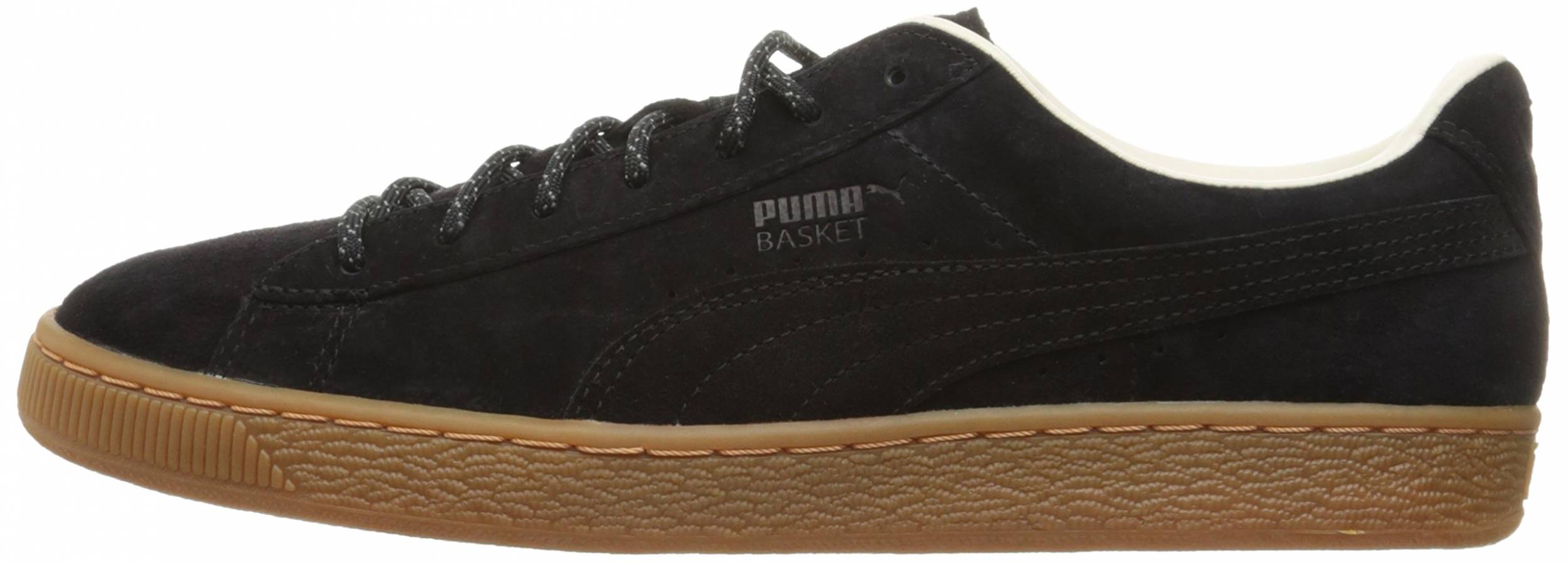 black puma basket leather
