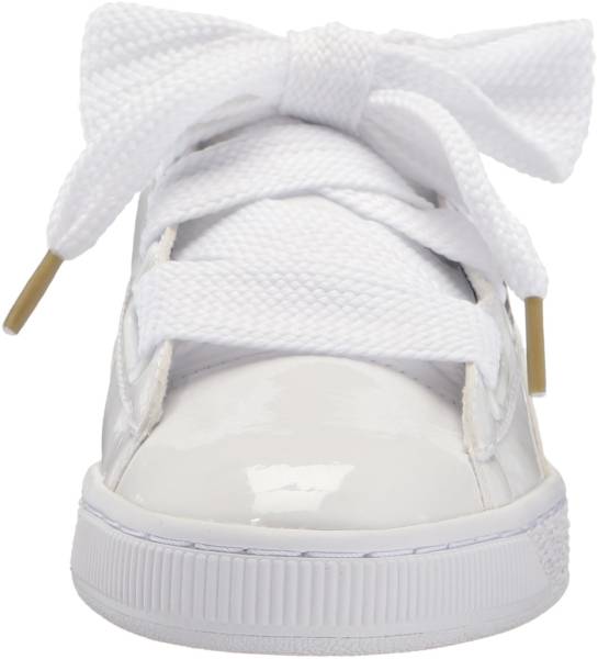 puma patent basket heart sneaker in white