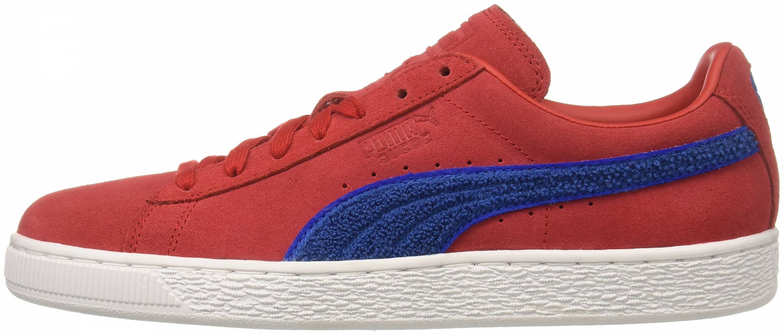 red and blue puma suede