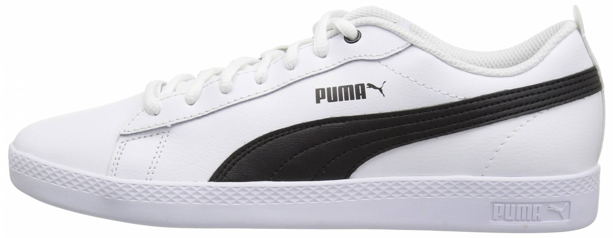 white and black puma sneakers