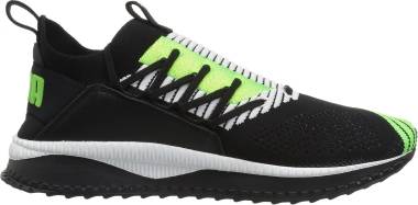 puma black green shoes