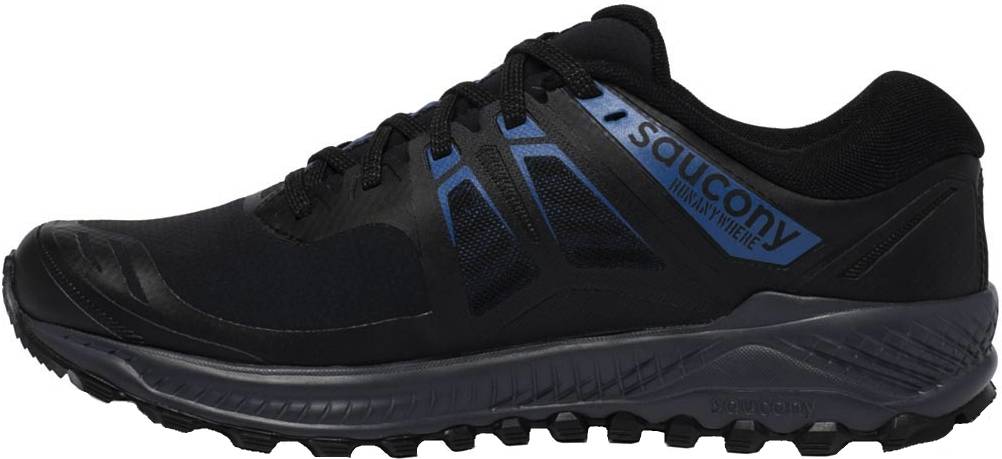 Running Shoes Black/White/Blue Saucony Mens Peregrine 8 Ice 