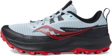 The Saucony Xodus 11 sports a spacious toe box that allows room for swelling - Vapor/Poppy (S2083816)