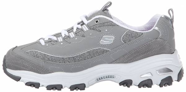grey and white skechers