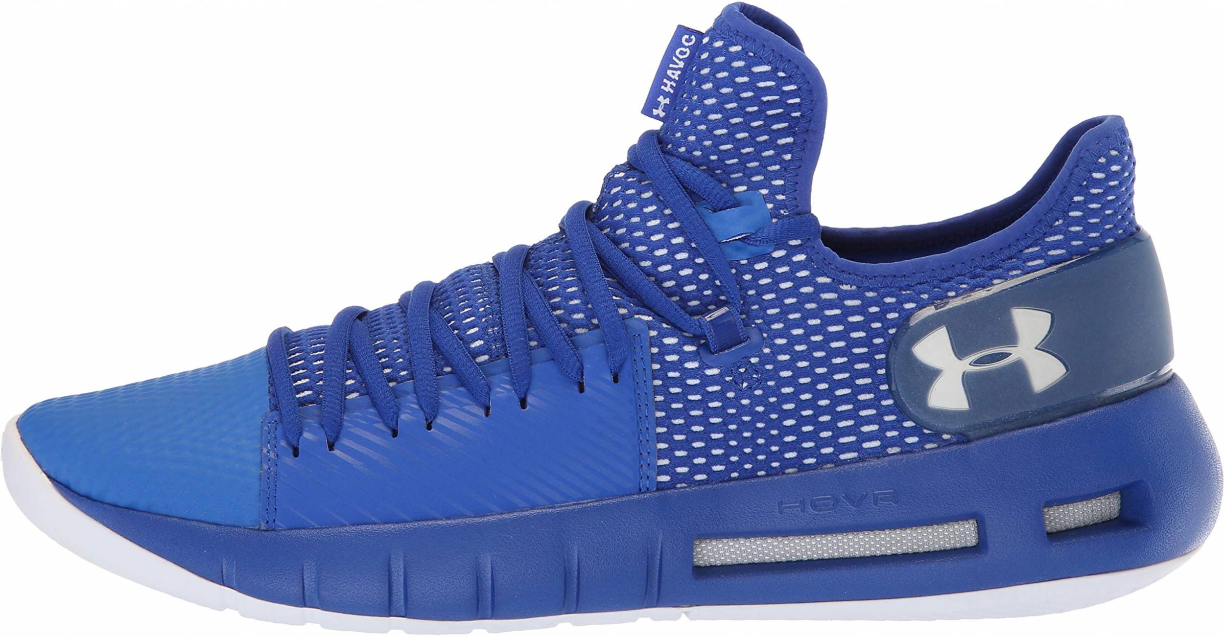 blue and white under armour basketball shoes