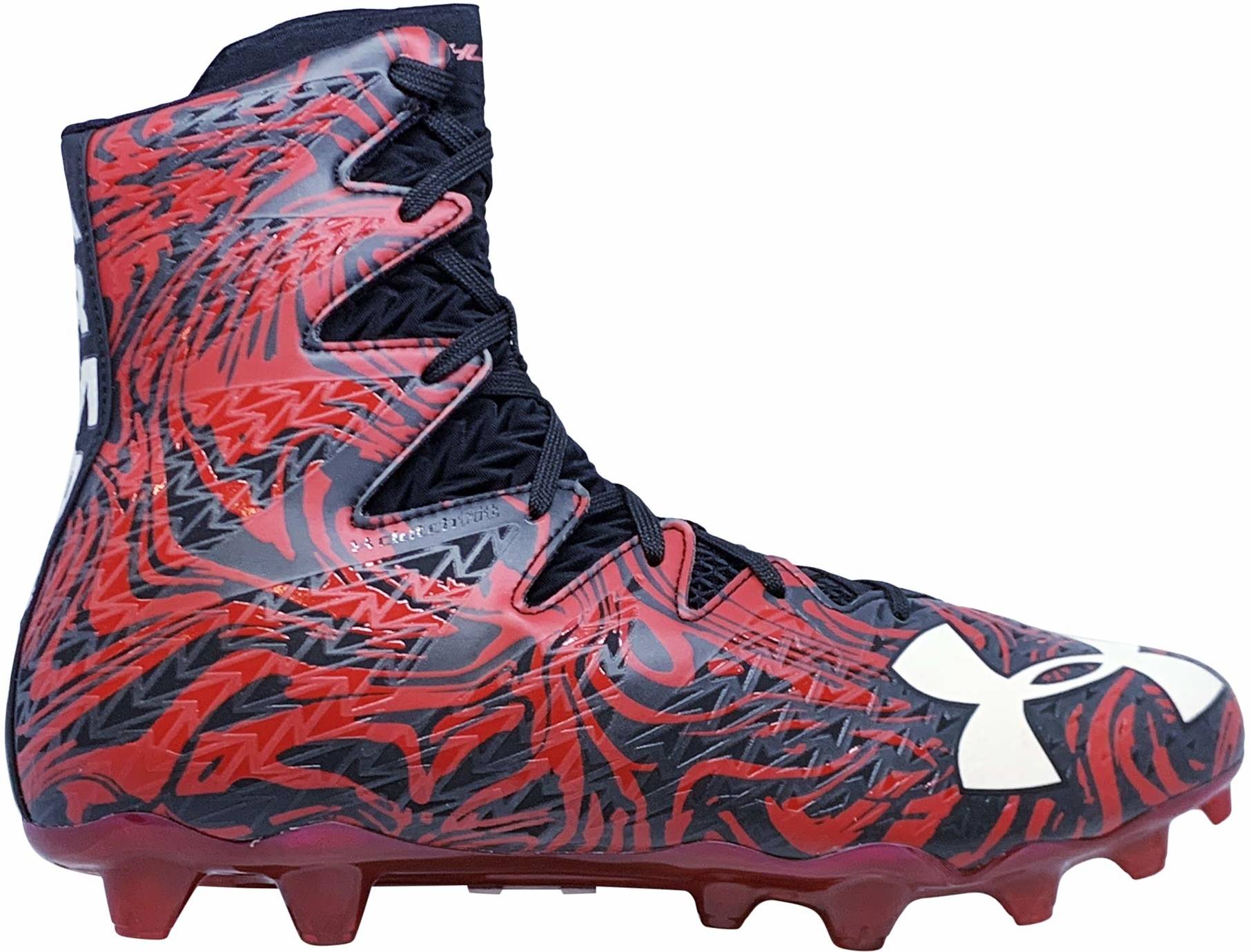 red and black under armour football cleats