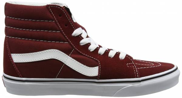all burgundy high top vans