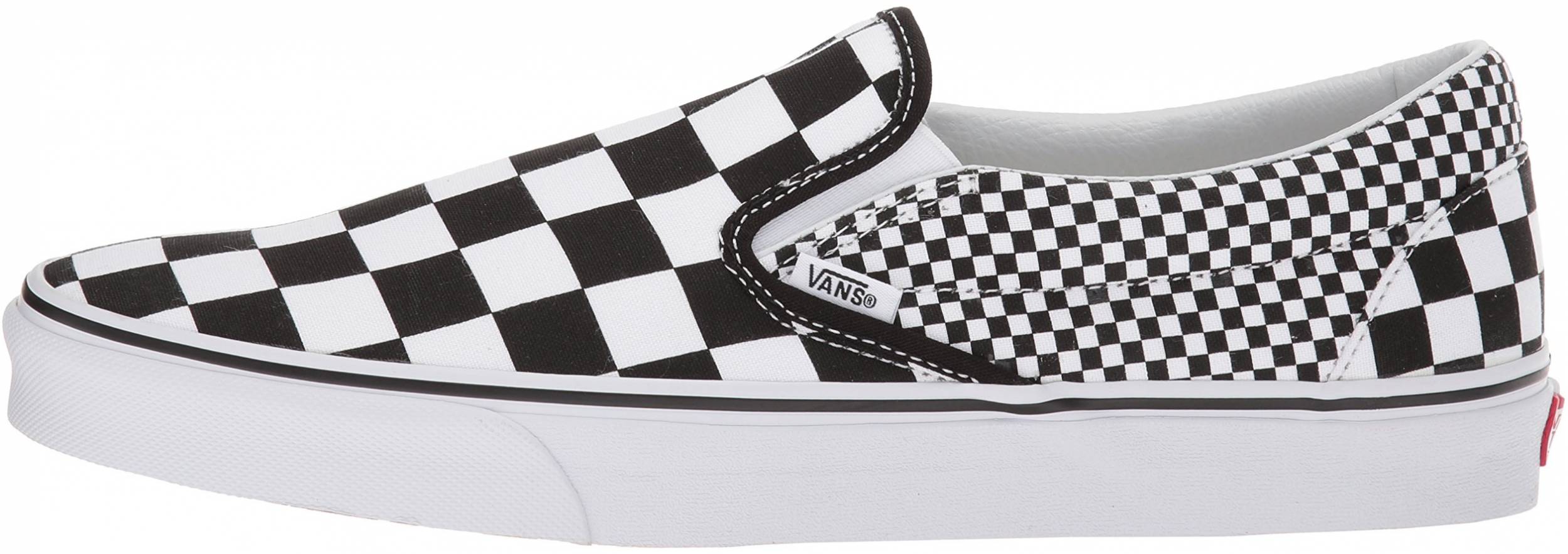 black and white vans checkered slip on