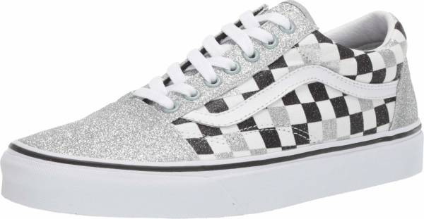 black and silver checkered vans
