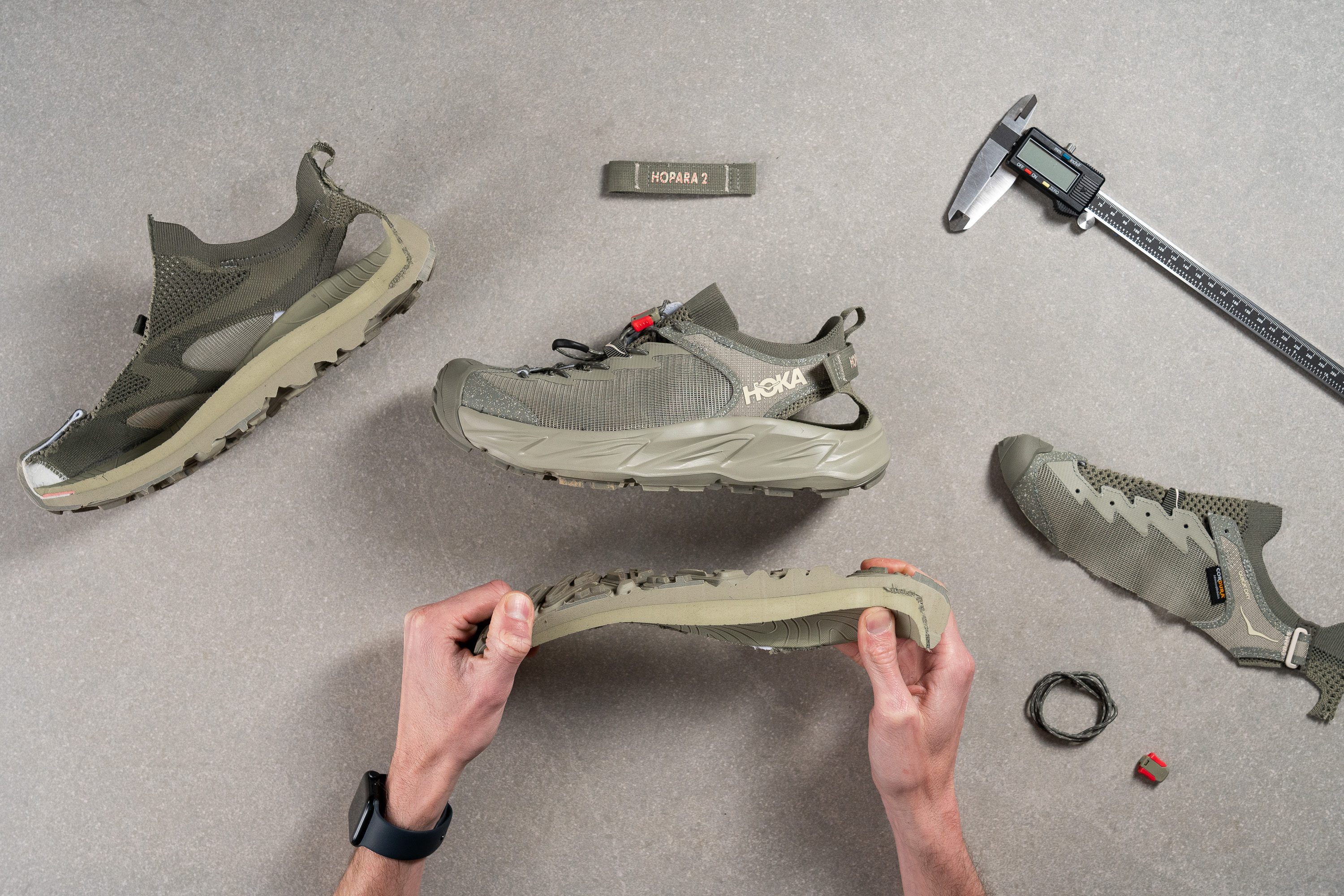 water hiking sandals cut into pieces