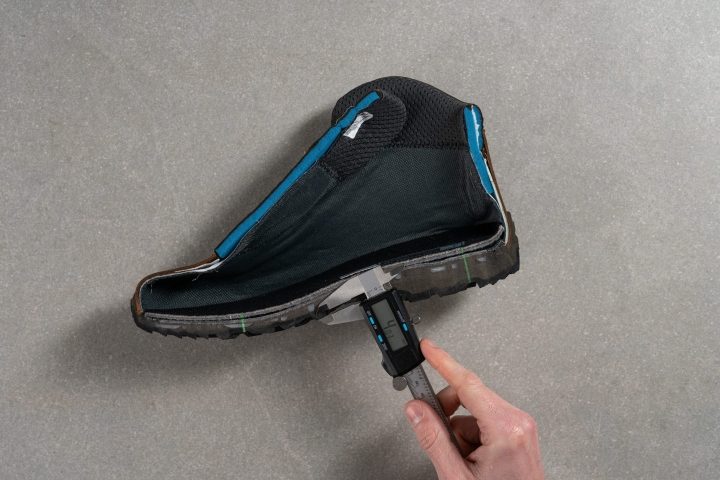 Measuring the depth of the lugs on a waterproof hiking boot