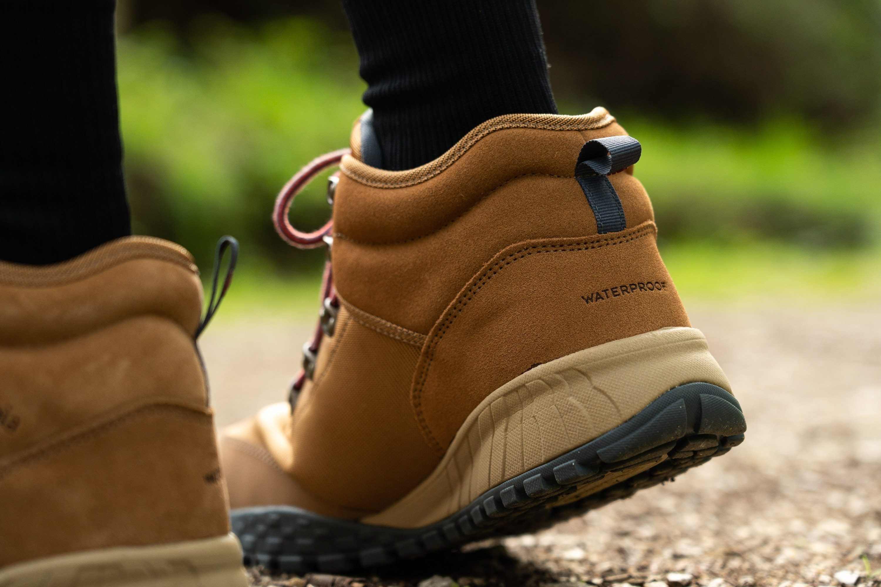 Waterproof sign on hiking boots