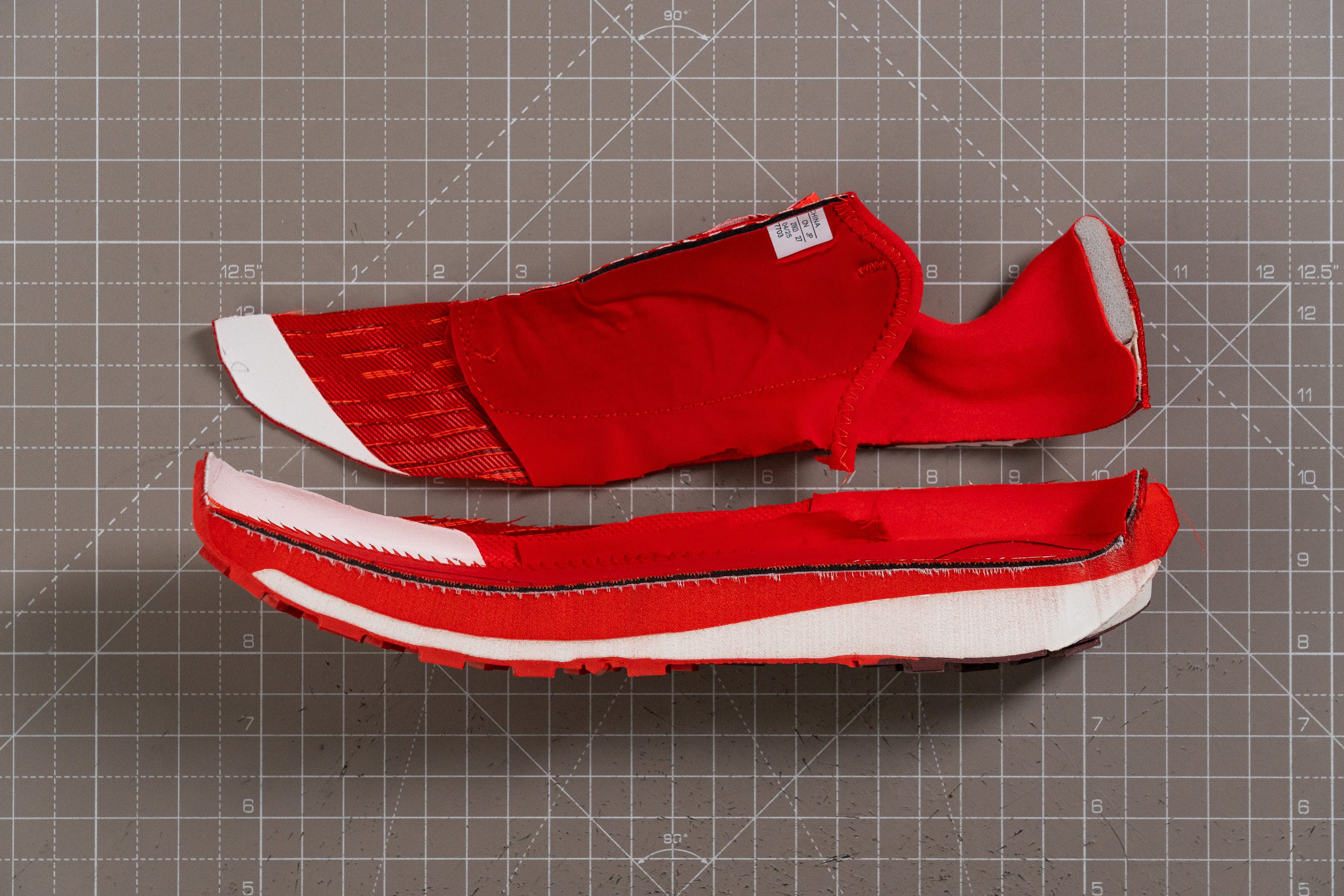 salomon running shoes cut in half