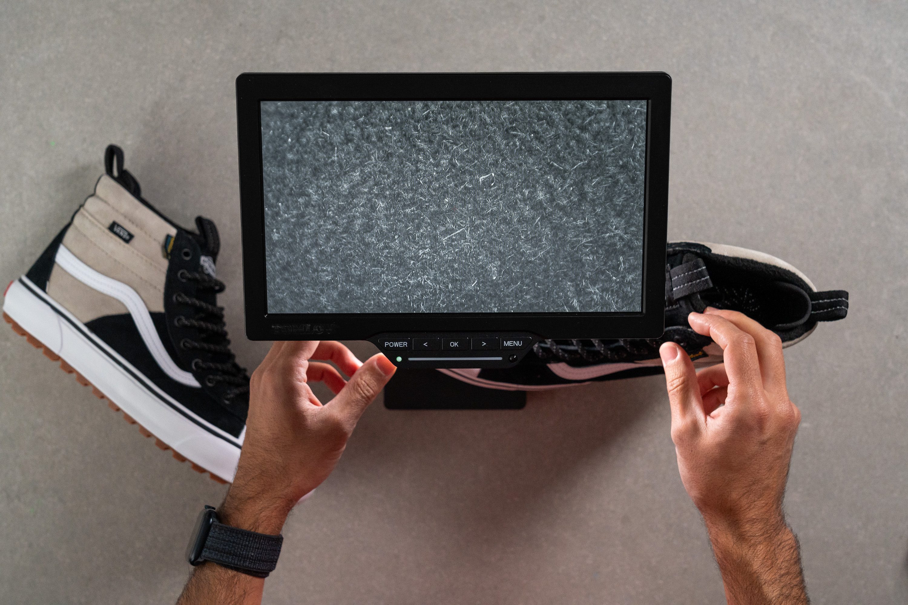 upper under microscope high top sneakers