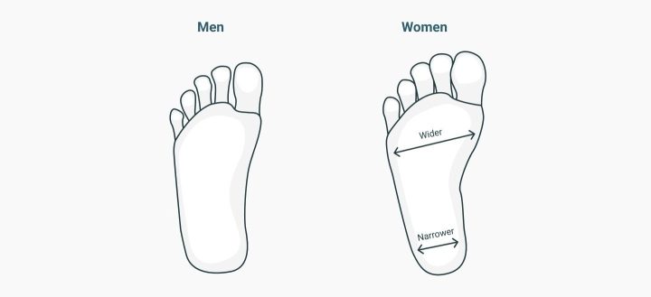 gender differences in width of the feet