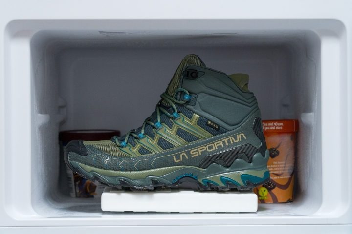 Backpacking boot in a freezer