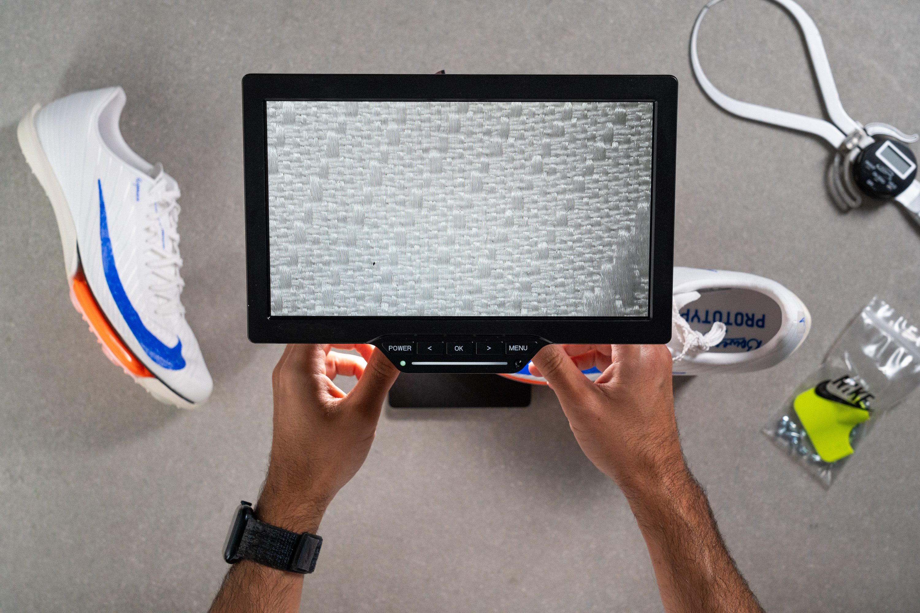 sprint spike upper under microscope