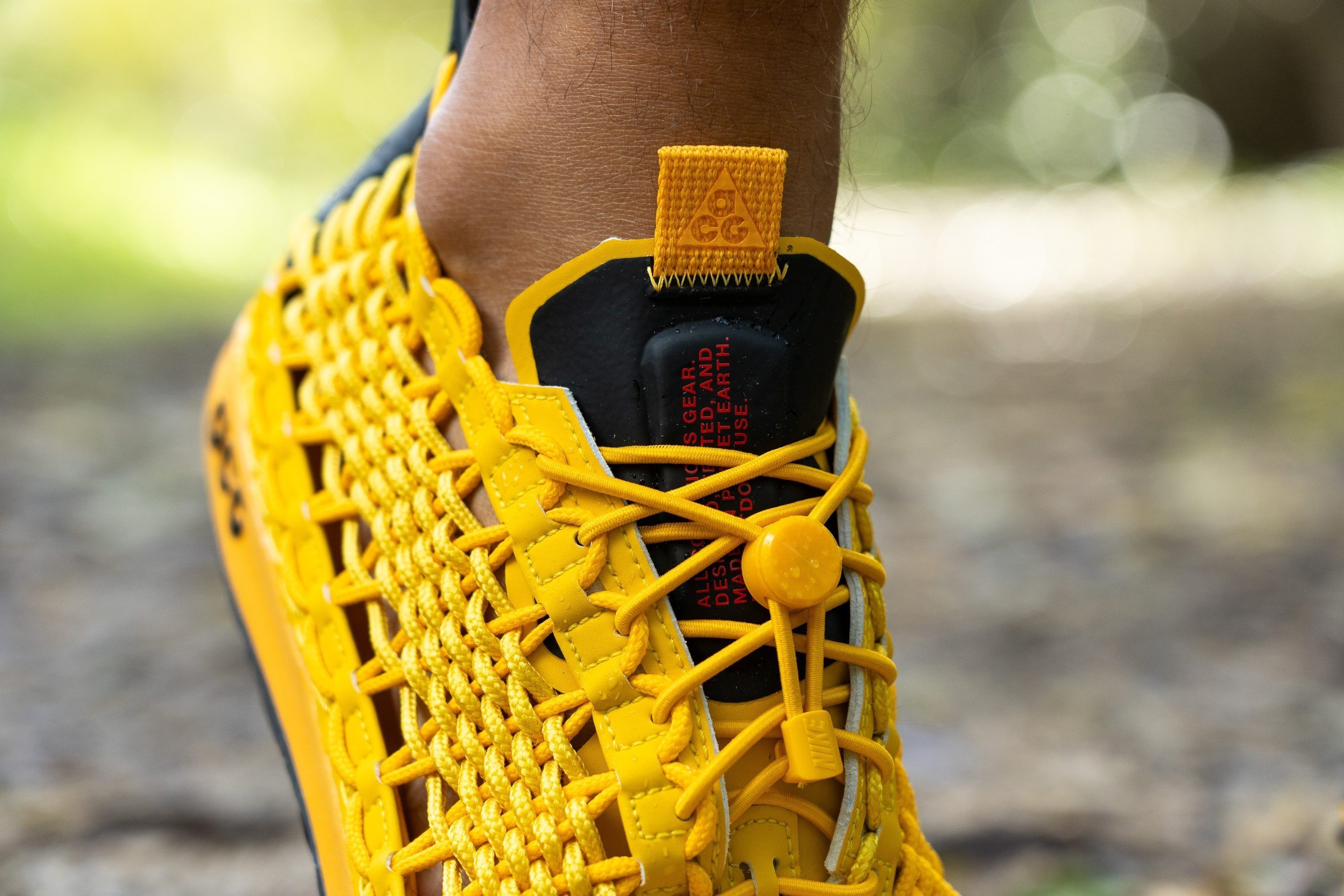 braided upper on hiking shoes