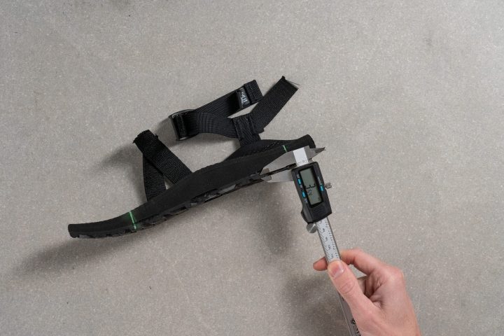 Measuring thickness of lugs in hiking sandals