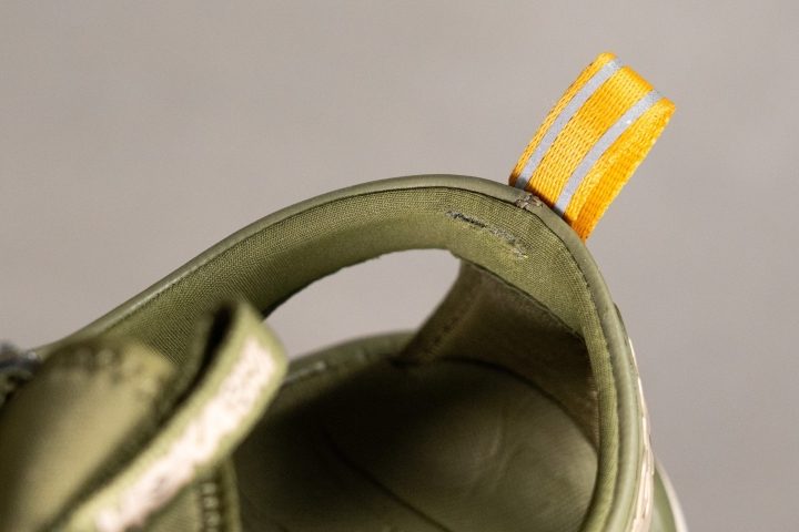 Damage on the heel padding inside a hiking sandal