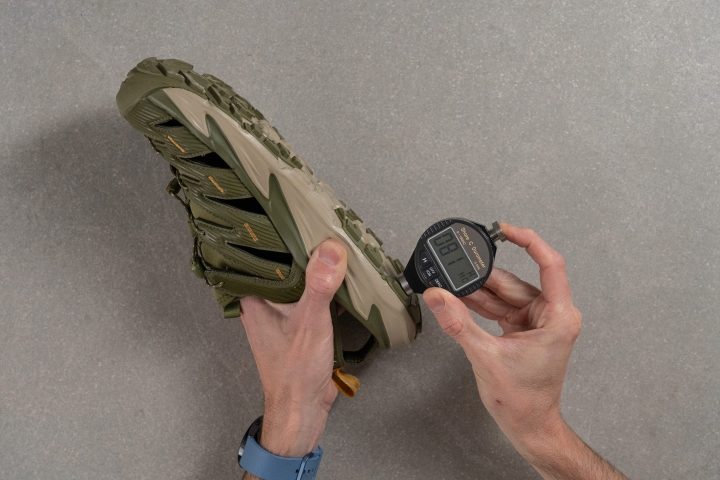 Outsole hardness measured in hiking sandals