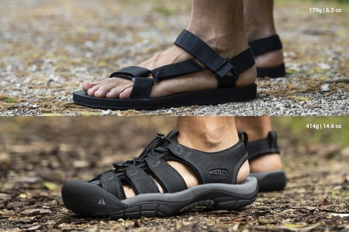 light vs heavy hiking sandals comparison