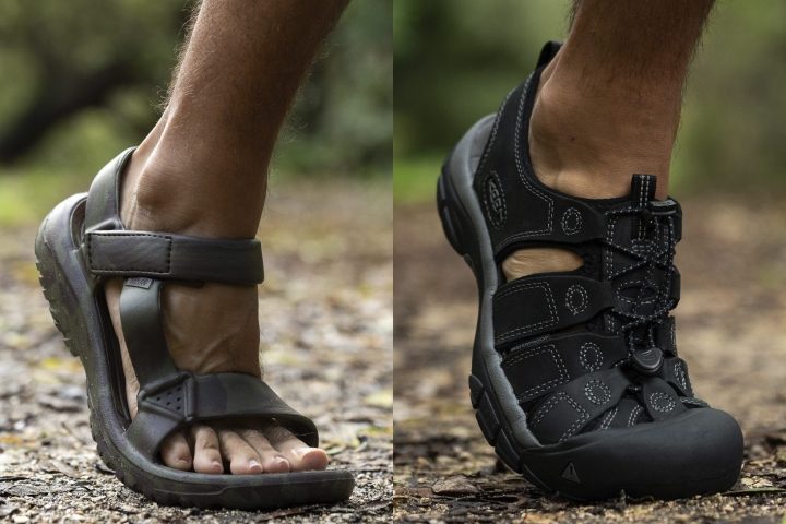 Open toe vs close toe hiking sandal construction