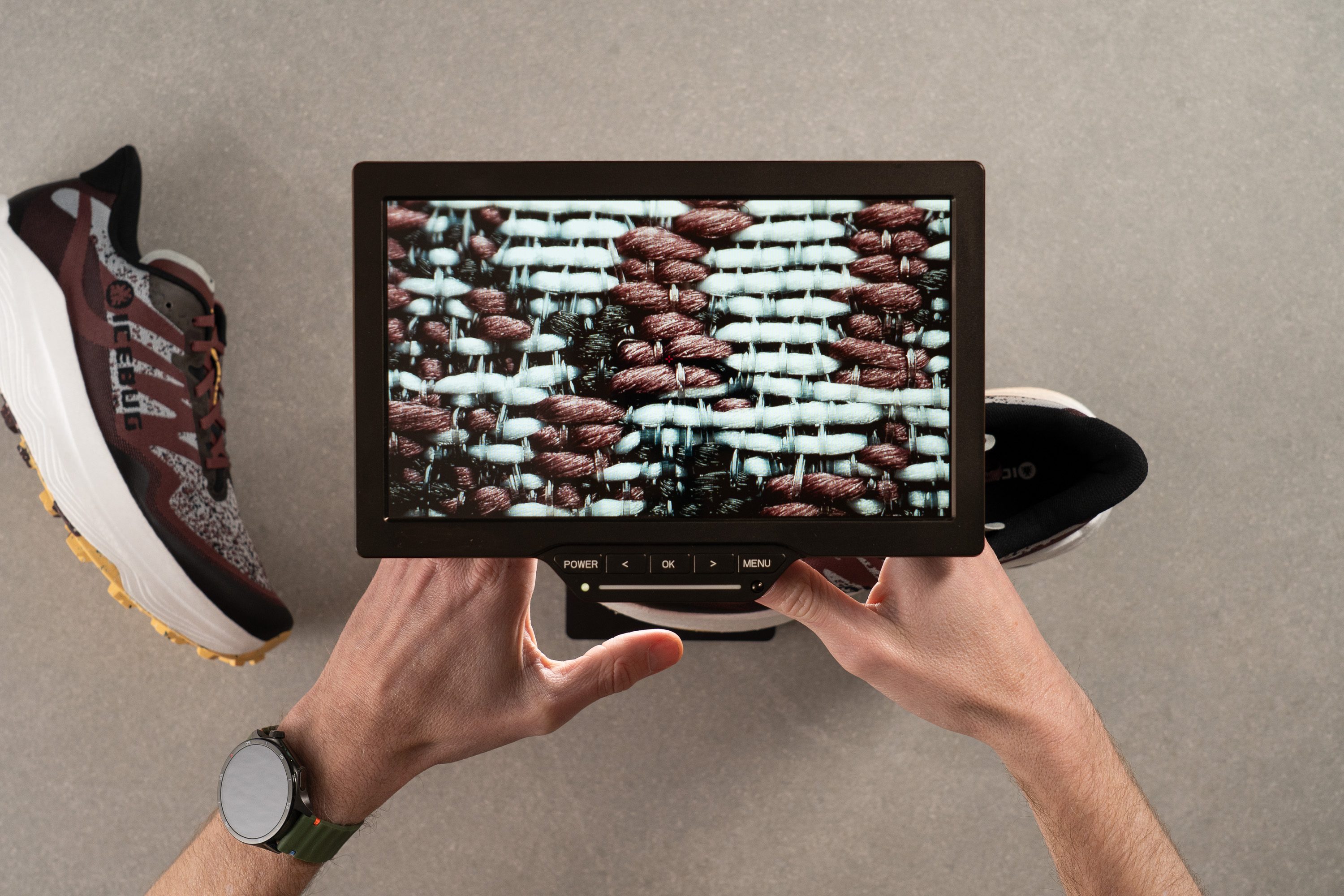 trail running shoes microscope test