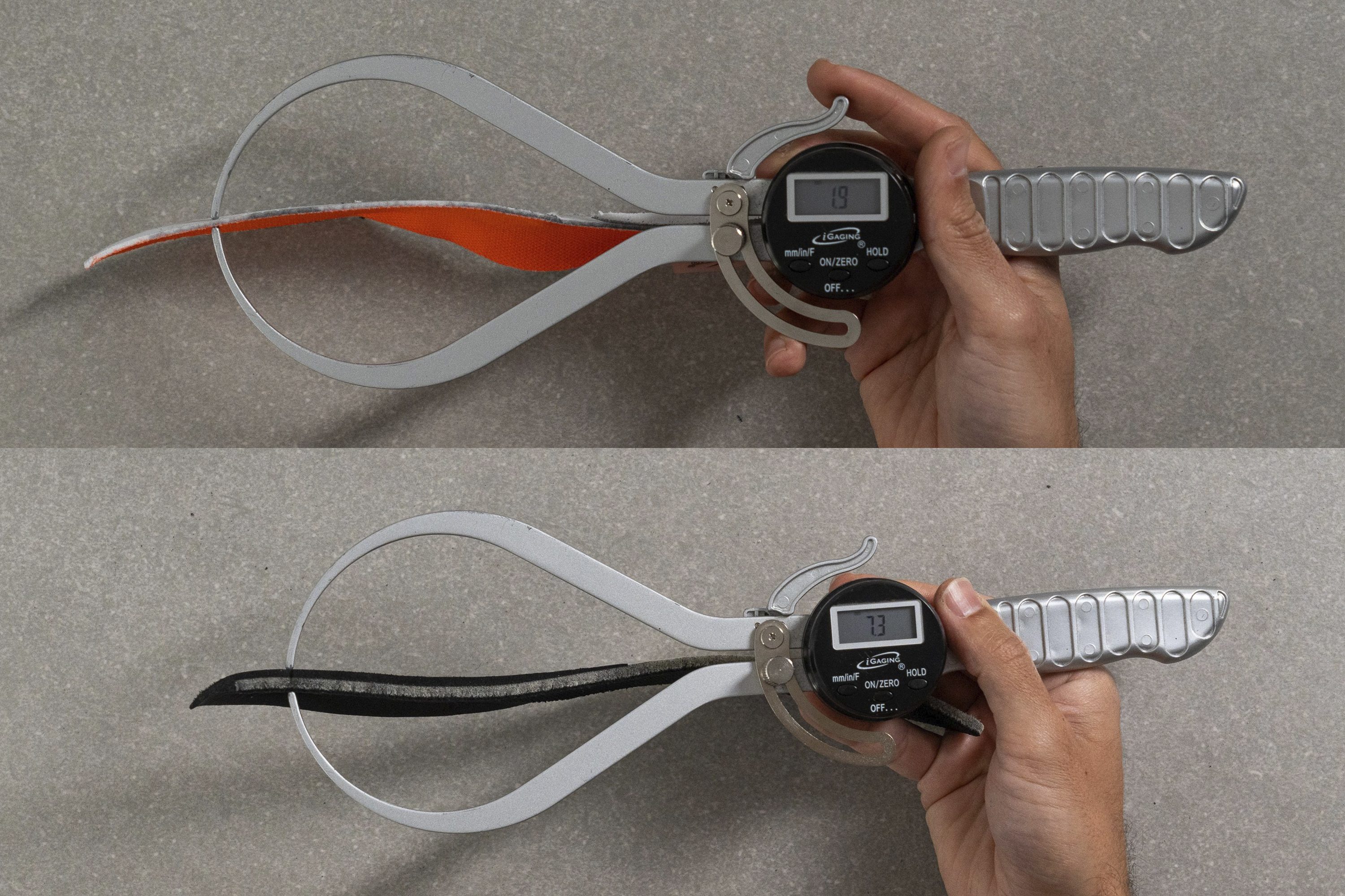 insole thickness variation in running shoes