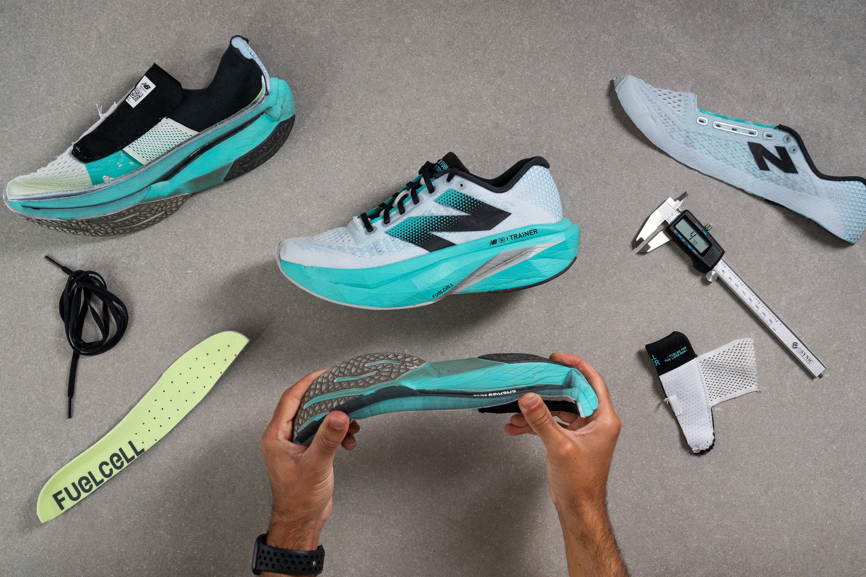 supertrainers cut into pieces during lab testing