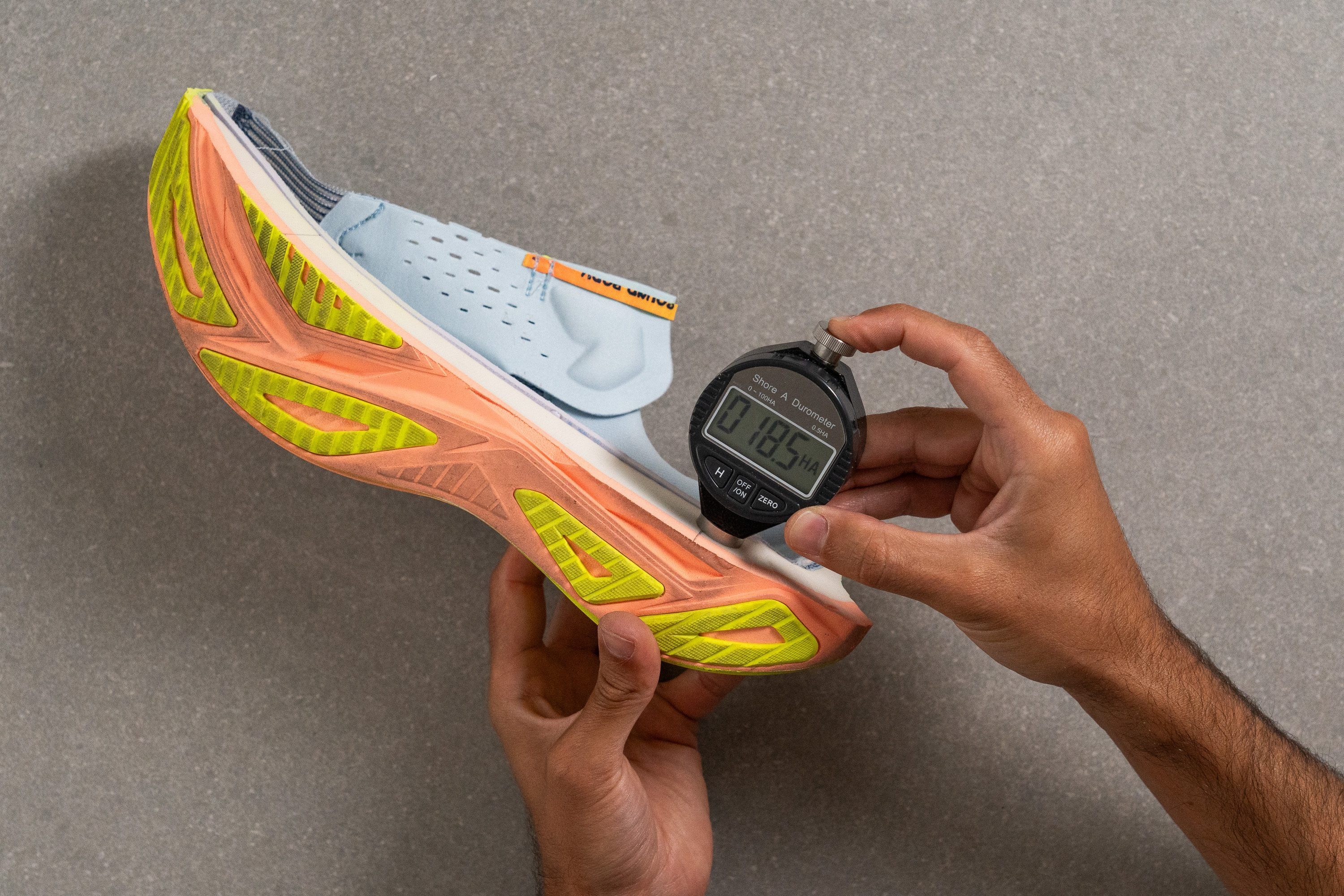 measuring softness of cushioned running shoes