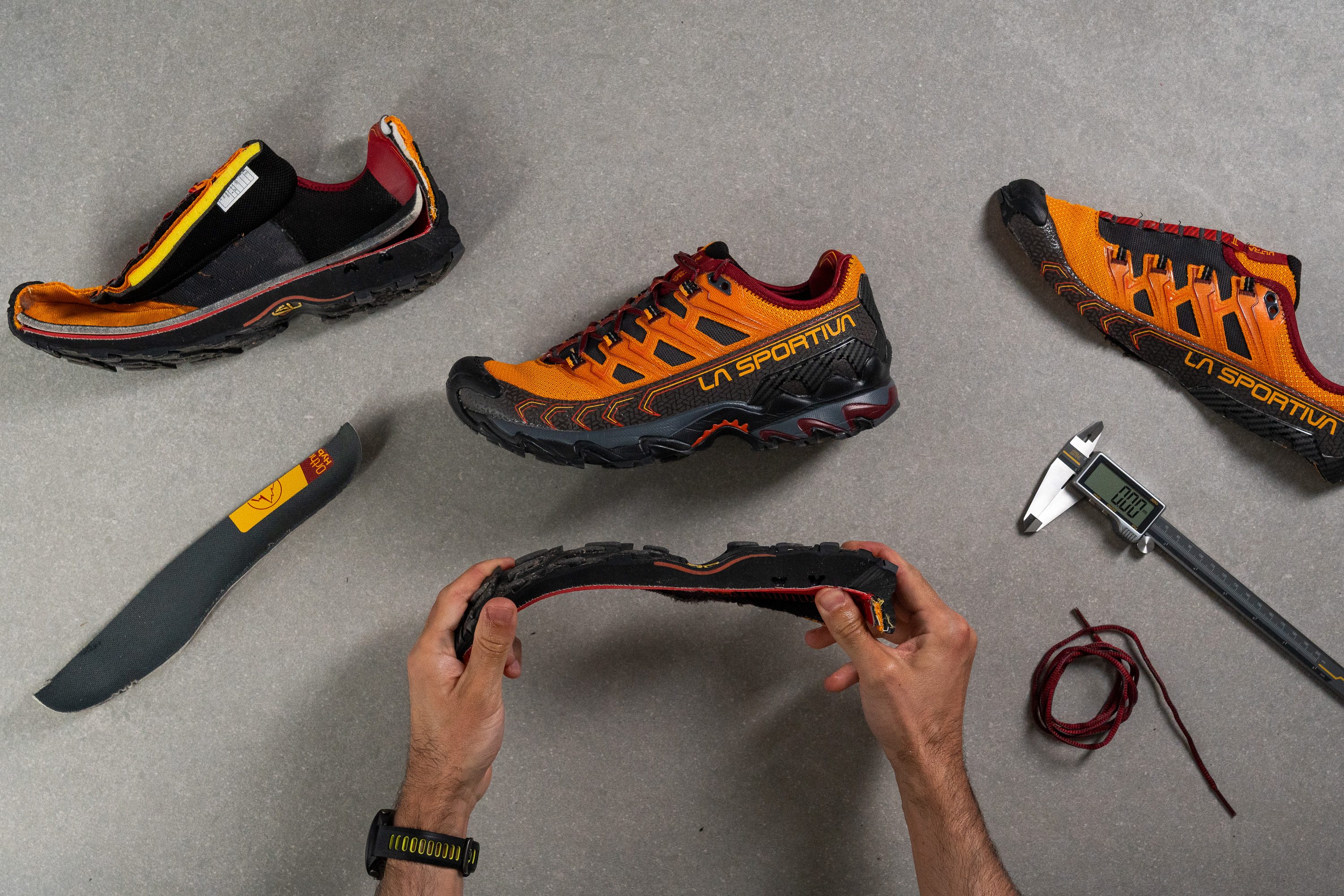 mens hiking shoes cut into pieces