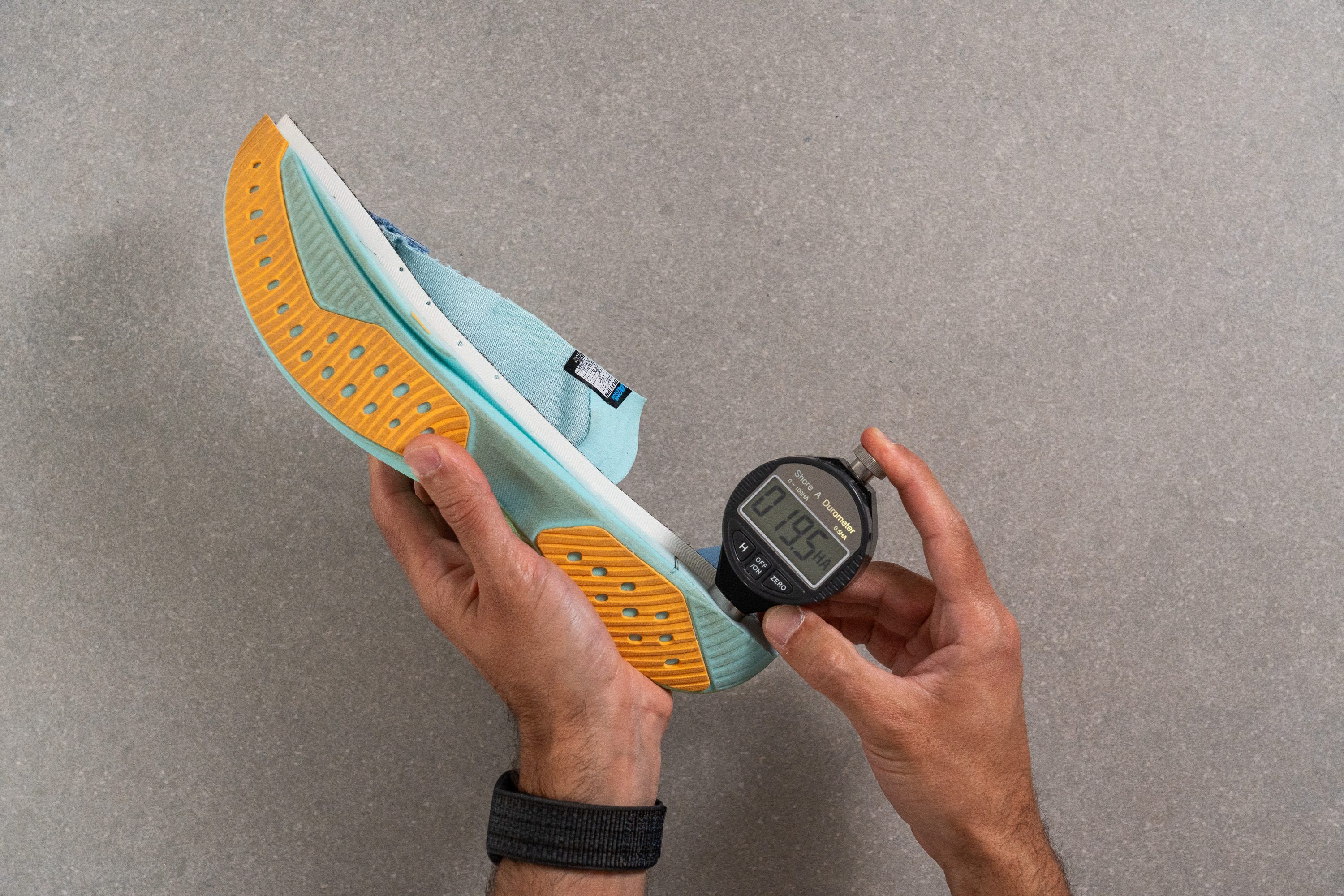 durometer measurements on a hoka mach x