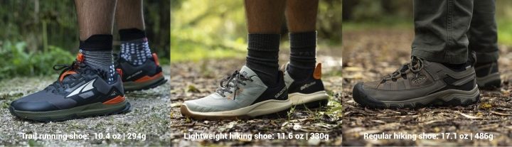 Trail running shoe vs lightweight hiking shoe vs regular hiking shoe